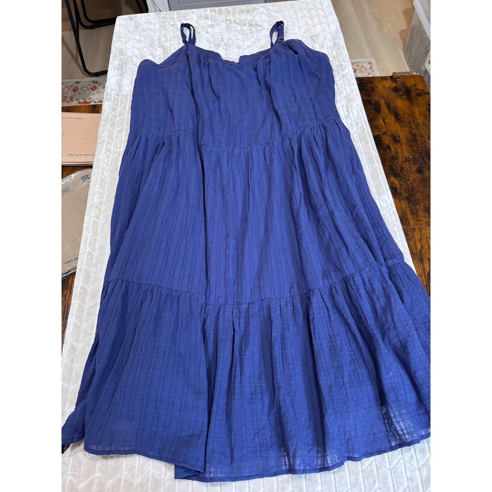 Knox Rose Navy Blue Tiered Maxi Dress Plus Size 4X NWT Gauze Adjustable Straps - Picture 4 of 10